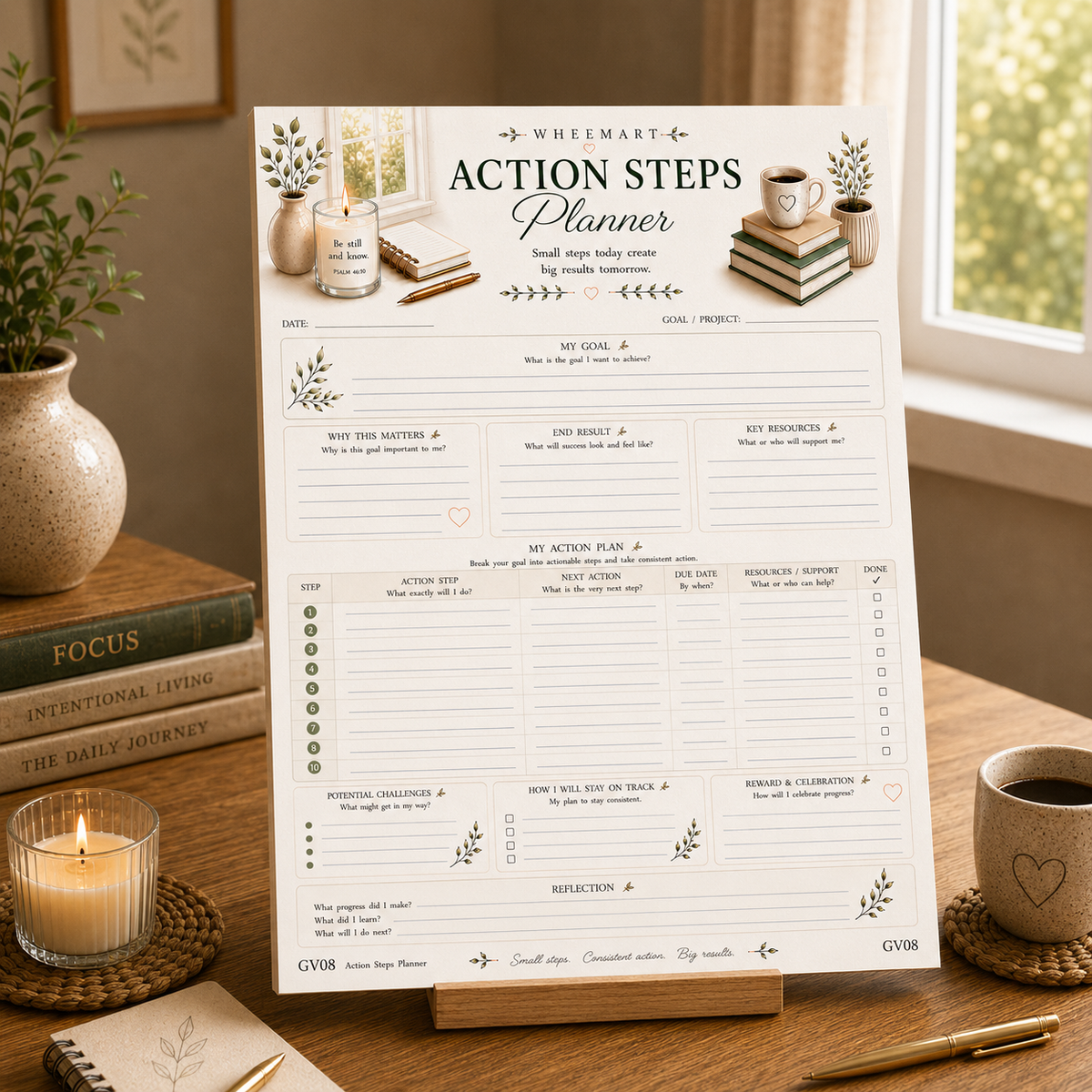 Action Steps Planner Printable | Simple Step-by-Step Goal Tracker
