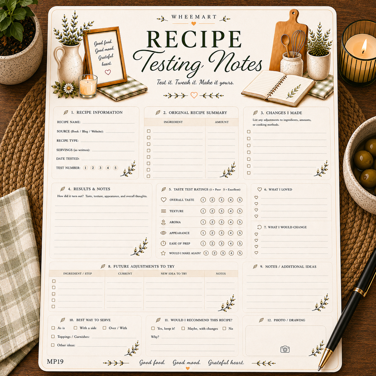 Recipe Testing Notes Printable | Test, Tweak & Perfect Recipes