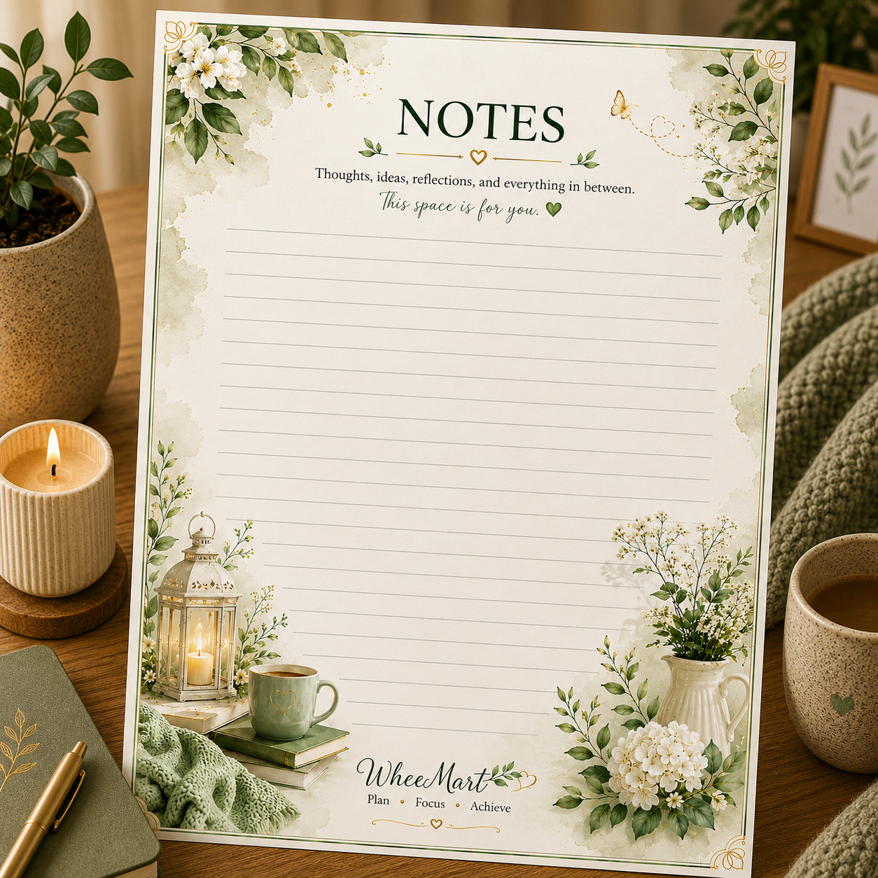Notes Page — Elegant Printable Wellness Notes Page | Wellness Collection