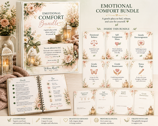 Emotional Comfort Bundle – Elegant Printable Self-Care & Reflection Collection