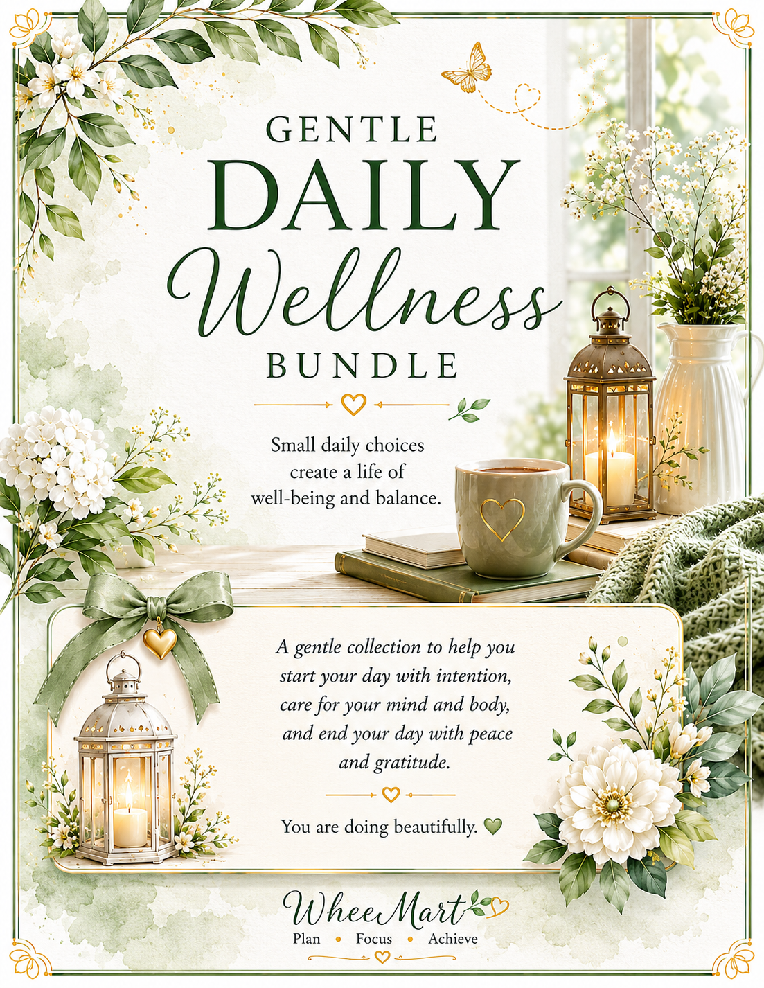 Gentle Daily Wellness Bundle – Elegant Printable Wellness Planner Collection