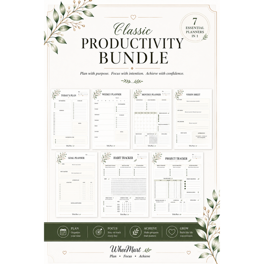 WheeMart Classic Productivity Bundle | 7 Elegant Printable Planners