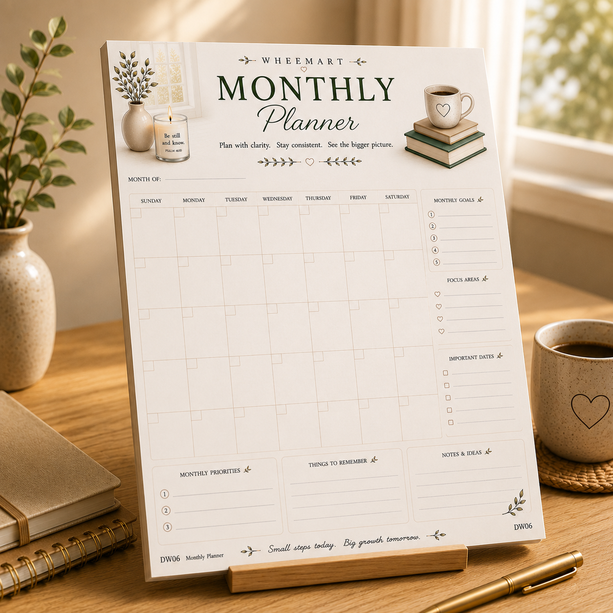 Monthly Planner Printable | Full Calendar & Goals