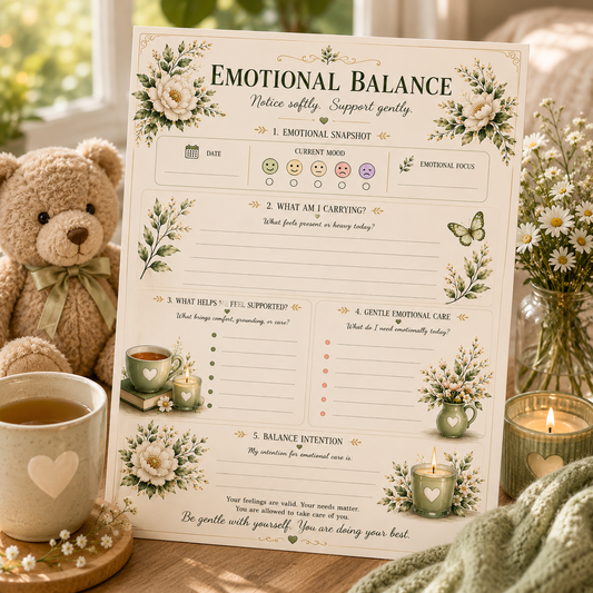 Emotional Balance Printable | Emotional Wellness Check-In Page