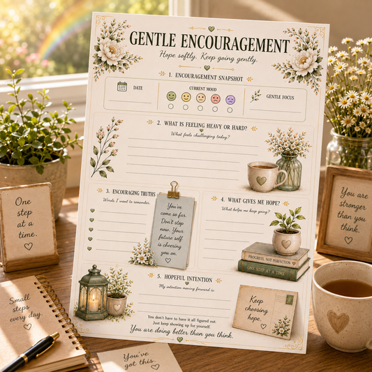 Gentle Encouragement Printable | Hopeful Living Journal Page