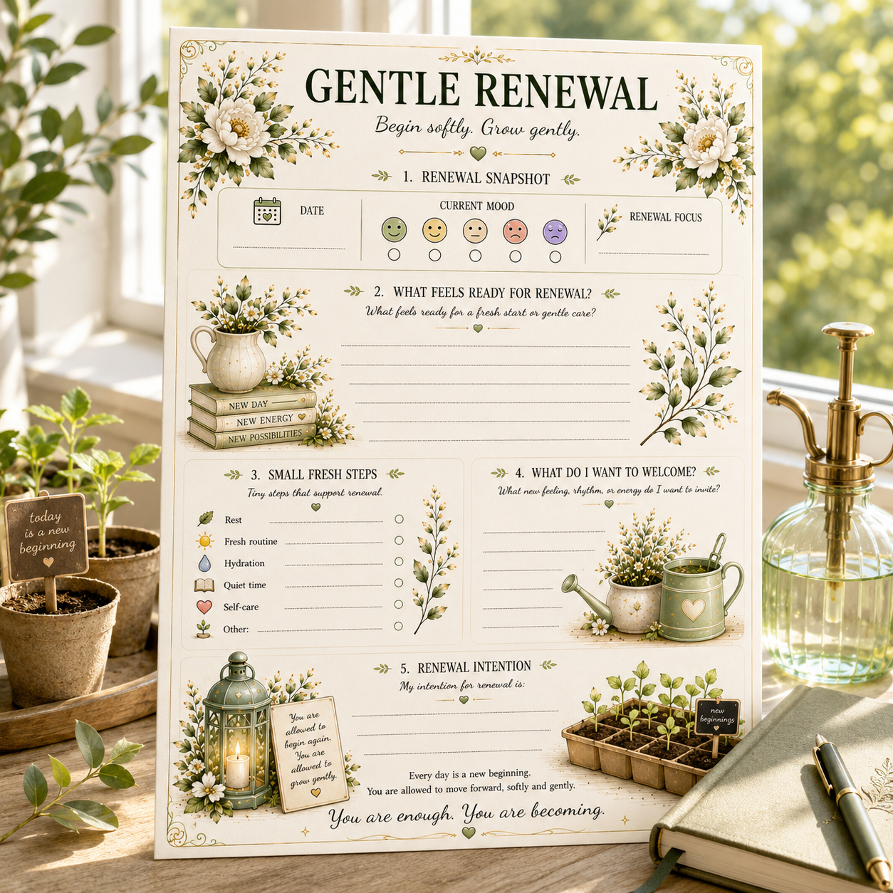 Gentle Renewal — Elegant Printable Fresh Start & Renewal Page