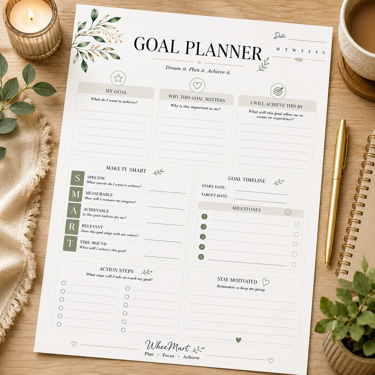 Goal Planner — Elegant Printable Goal Planning Page