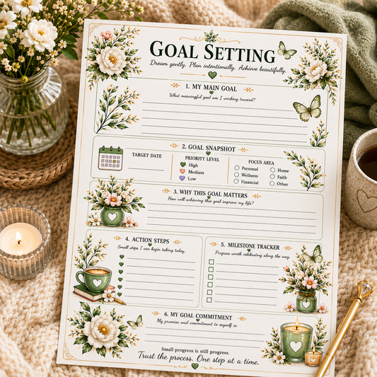 Gentle Goal Setting Printable | Goal Setting & Achievement Page