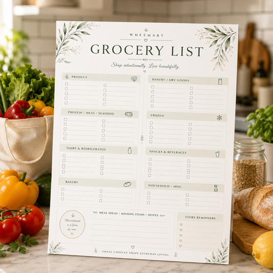 WheeMart Grocery List Printable | Elegant Shopping Planner