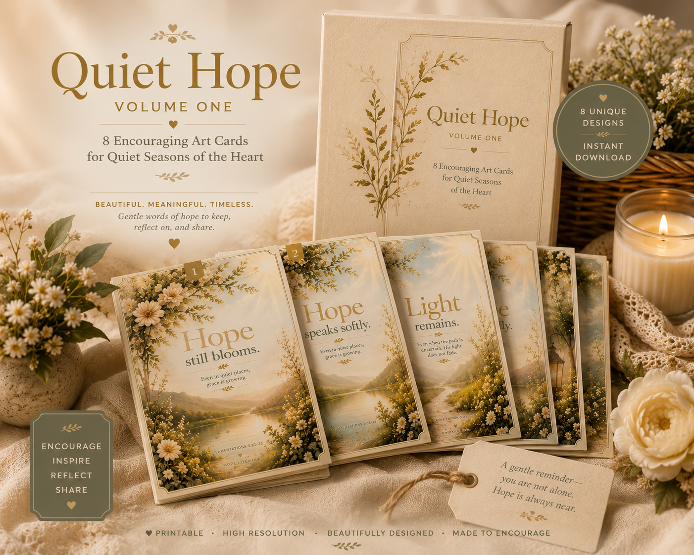 Quiet Hope — Volume One 8 Encouraging Scripture Art Cards For Quiet Seasons of the Heart