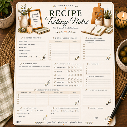 Recipe Testing Notes Printable | Test, Tweak & Perfect Recipes