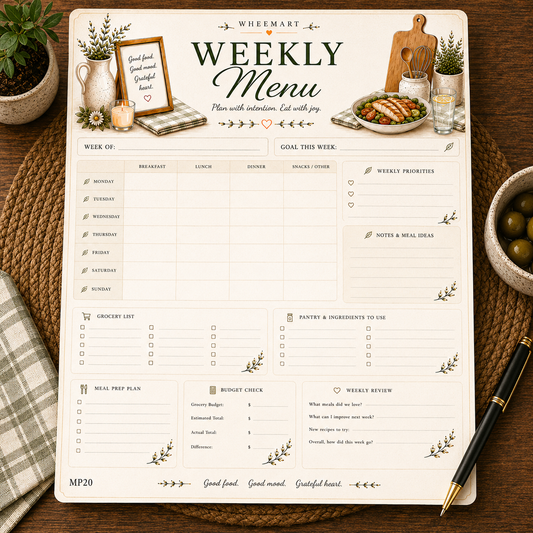 Weekly Menu Printable | Plan With Intention, Eat With Joy