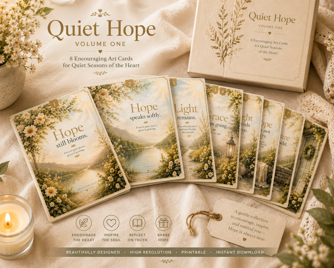 Quiet Hope — Volume One 8 Encouraging Scripture Art Cards For Quiet Seasons of the Heart