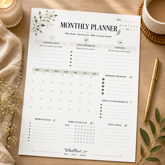 Monthly Planner Printable | Month at a Glance Page