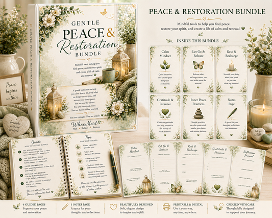 Peace & Restoration Bundle – Elegant Printable Wellness & Self-Care Collection