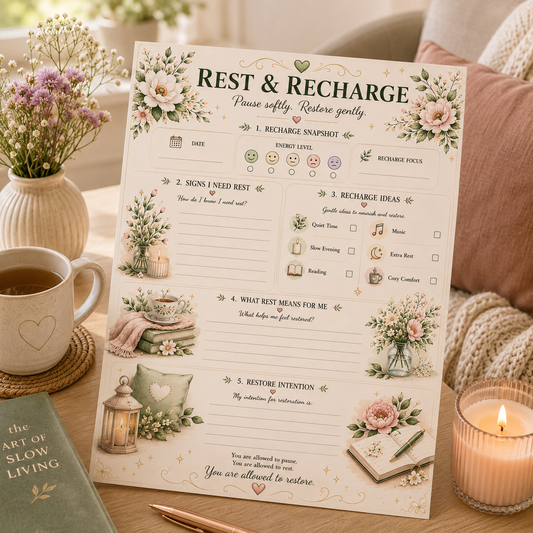 Rest & Recharge Printable | Rest & Restoration Wellness Page