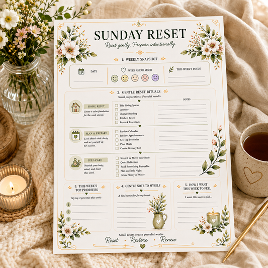 Sunday Reset Printable | Weekly Reset & Preparation Page