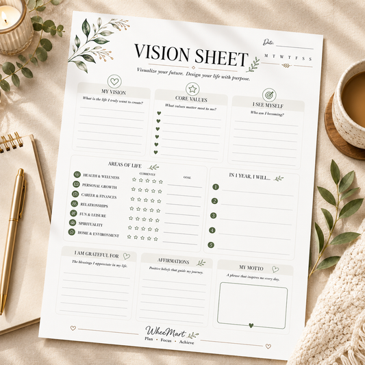 Vision Sheet Printable | Life Vision & Goal Planning Page
