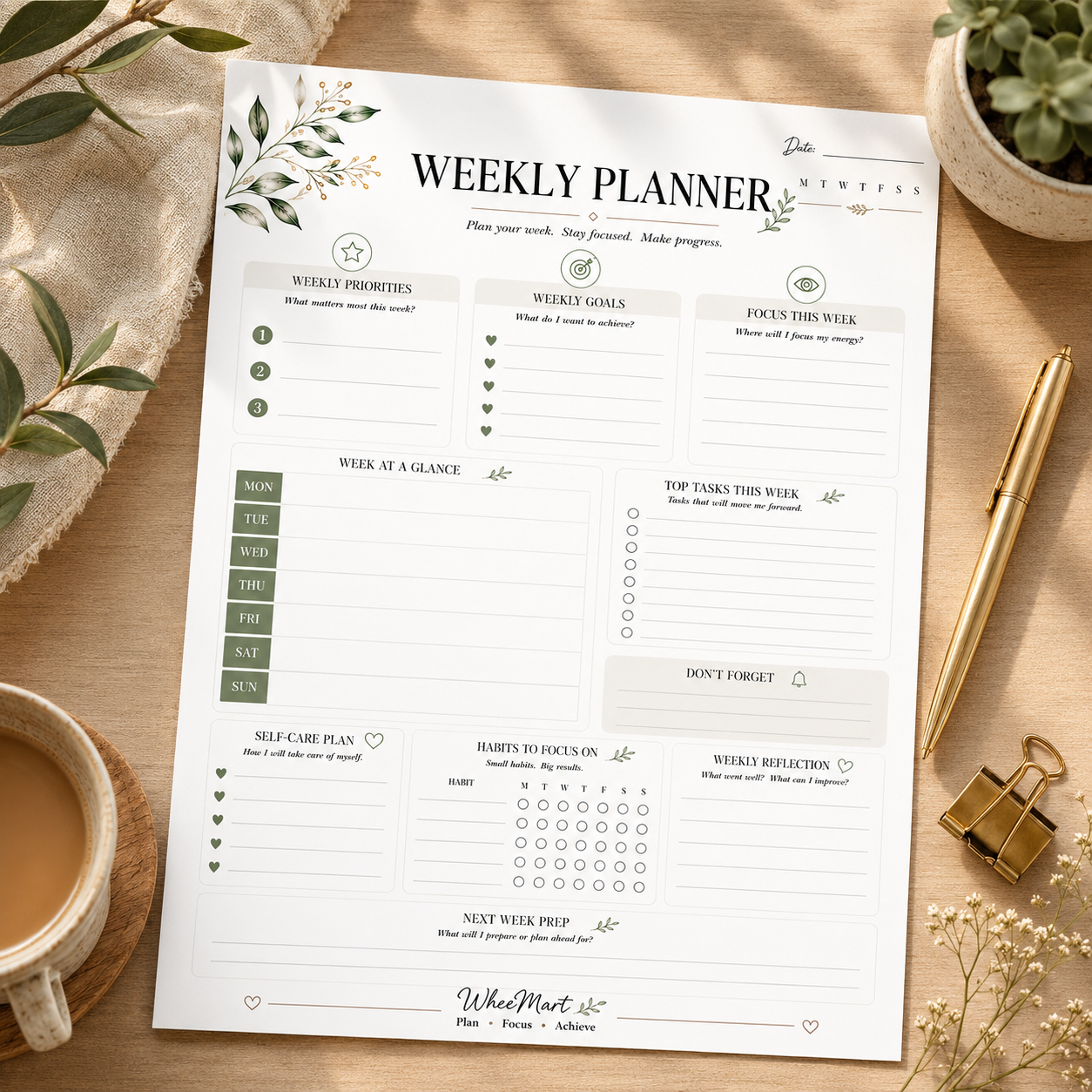 Weekly Planner — Elegant Weekly Planning Printable