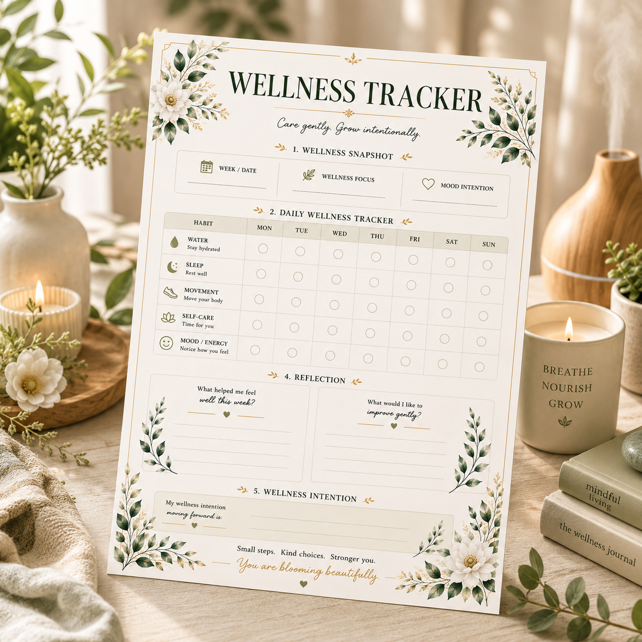Wellness Tracker Printable | Wellness Habit Tracker Page